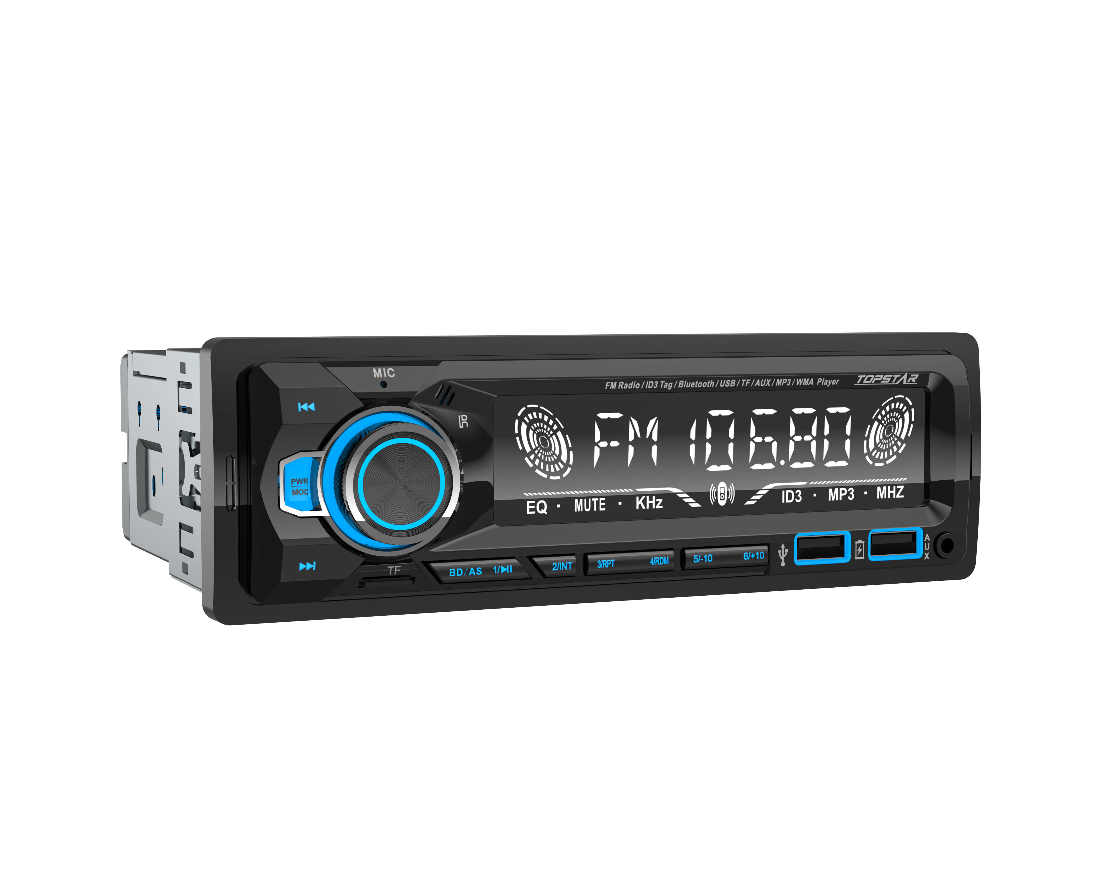 One Din Car Audio Bluetooth with LCD Display