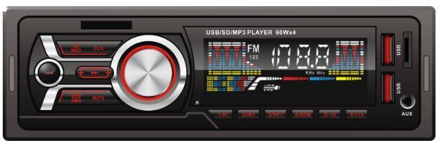 Fixed Panel Car Audio Player with 2 USB