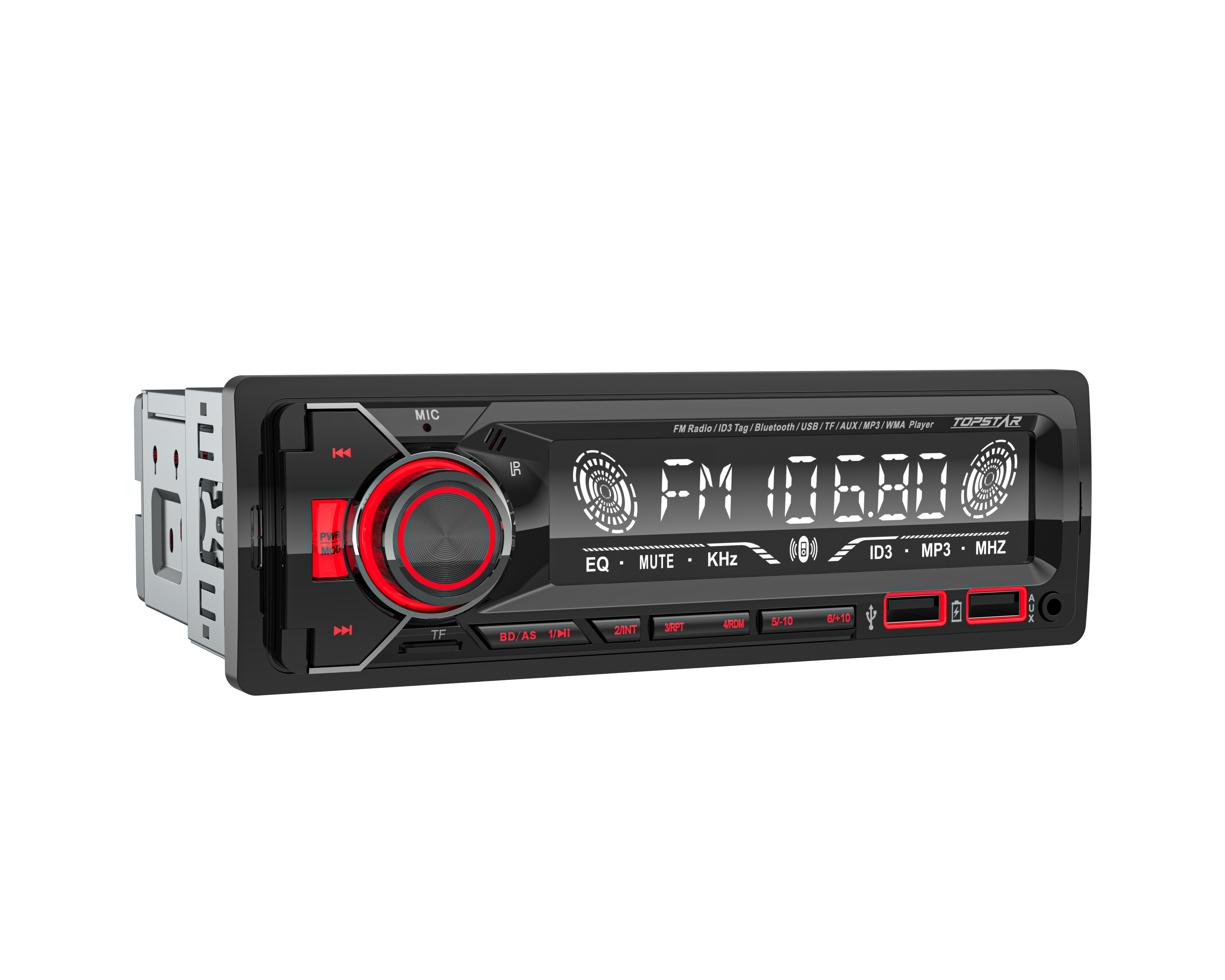 One Din Car MP3 Player Two USB with Remote Control