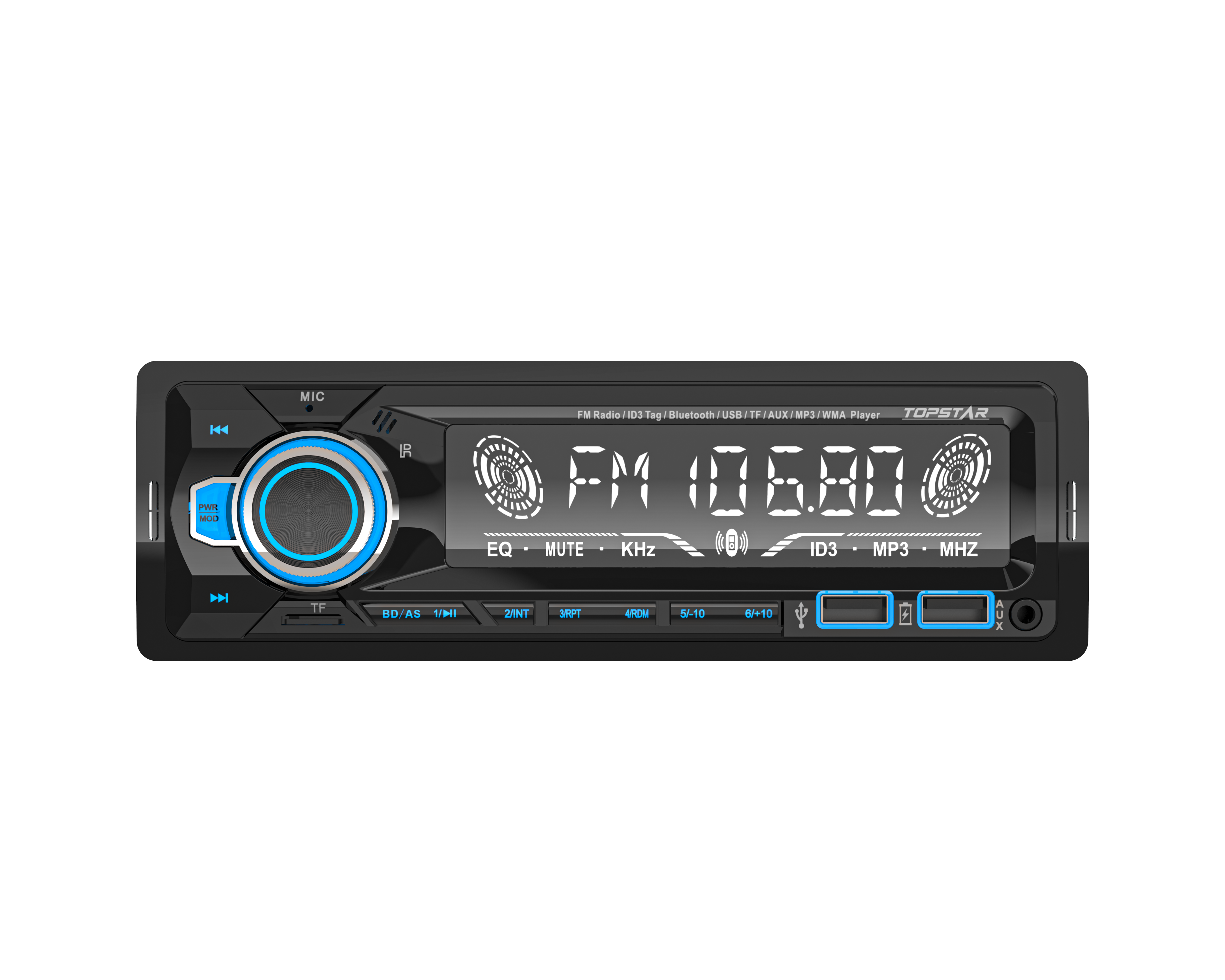 One Din Car Audio Bluetooth with LCD Display