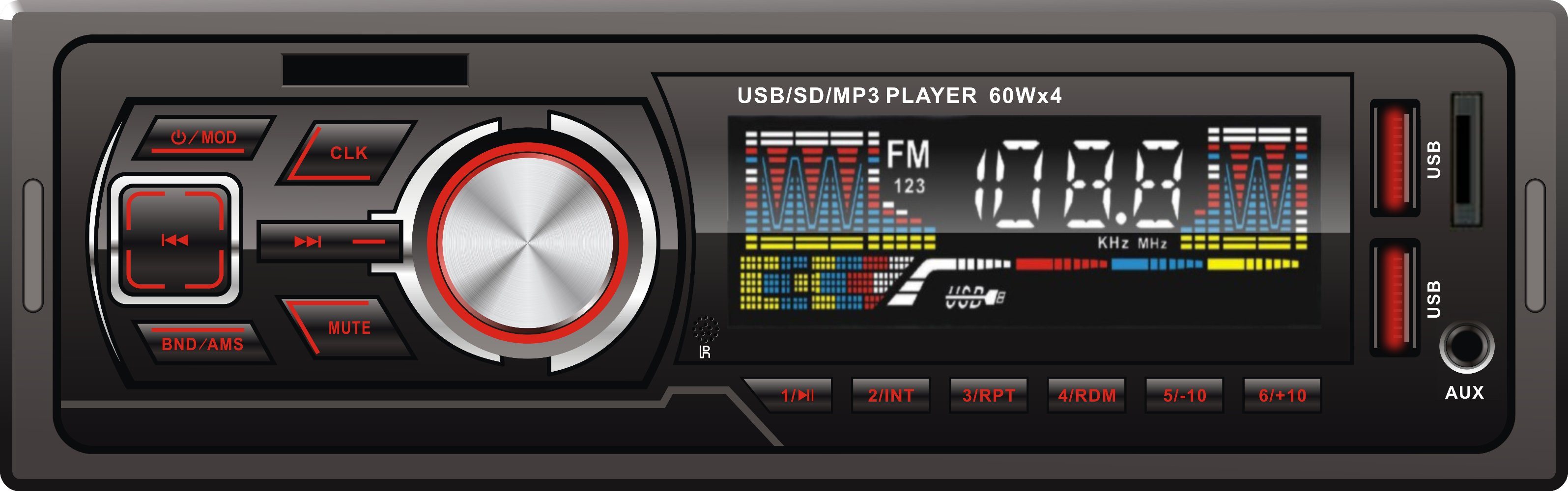 MP3 Player for Car Stereo Car Video Player One DIN Fixed Panel MP3 Car Player with Double USB